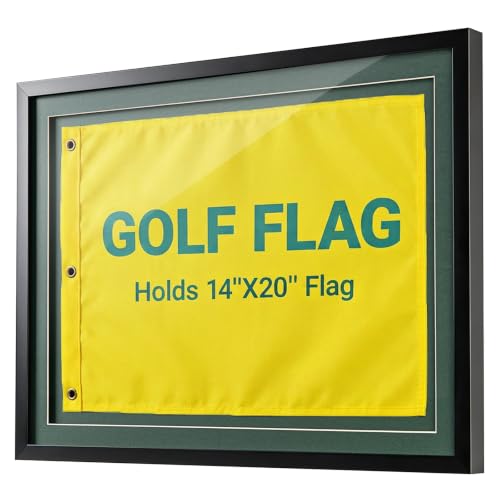 SAMSUSU Golf Flag Frame 18x24 Black Solid Wood for 14x20 Pin Flags