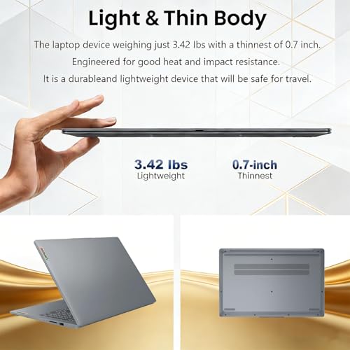 Image of Lenovo IdeaPad Slim 3i • 15.6 inch FHD Laptop with Microsoft 365 Included • Intel 4 Cores • 1.1TB Storage (128GB SSD + 1TB OneDrive) • LPDDR5RAM • Privacy Shutter • Dolby Audio • Win 11