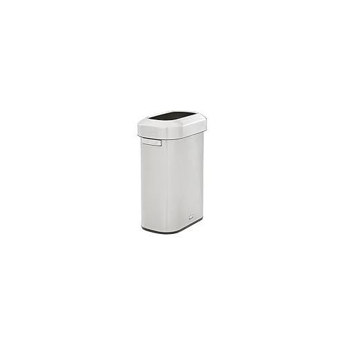 Rubbermaid Commercial Products - Contenedor decorativo refinado, 15 galones, basurero redondo delgado de acero inoxidable