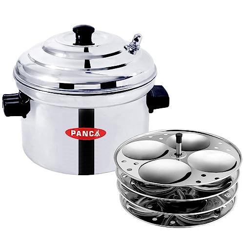 PANCA Idli Maker 4 Plates,Stainless Steel Idli Cooker Induction And Gas Stove Compatible Idli Cooker, 16 Idli Maker (4 Plates), 5 Litre, Silver