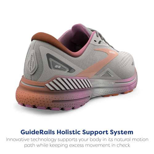 Brooks Women’s Adrenaline GTS 23 Supportive Running Shoe - White Sand/Sunset/Fuchsia - 5 Medium