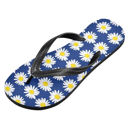 Flower Blue Flip Flops for Beach Thong Sandals Anti-slip Lightweight Shower Shoes for Summer Outdoor Travel2