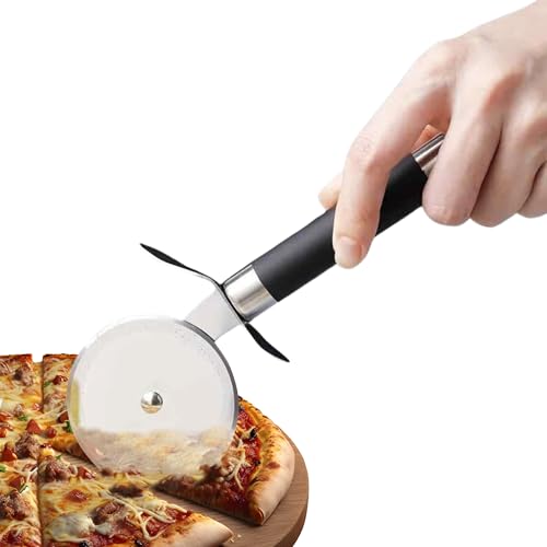 CHEFZOCO Cortador de pizza, Corta Pizza, Cortapizzas de Rueda, Corta Pizza Professional, Apto para lavavajillas, Mango Antideslizante, Rueda 9 cm diámetro acero inoxidable, Longitud 20 cm