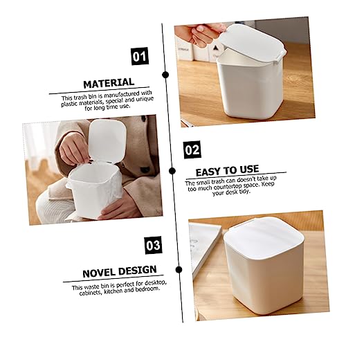 Mini caneca de basura rectangular blanca para escritorio miniatura 5