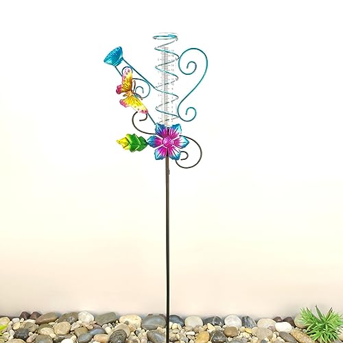 Cyhamse Dekorativer Regenmesser - Schmetterlings-Gartendeko-Metallpflock Mit Wasserdichter Großer Glasröhre | wasserdichte Regenmesser – Bild 4
