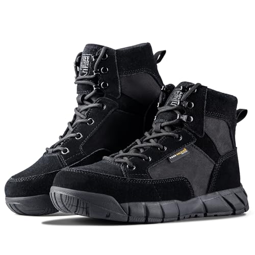 Best Tactical Boots with Breathable Fabric for Comfort & Performance 15 FREE SOLDIER Waterproof Hiking Work Boots Men's Tactical Boots 6 Inches Lightweight Military Boots Breathable Desert Boots(Black 9.5)