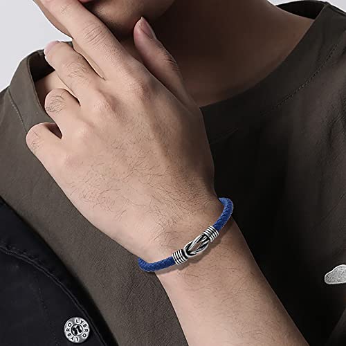 Geoffrey Beene Men's Braided Genuine Leather Knot Bracelet with Stainless Steel Closure4