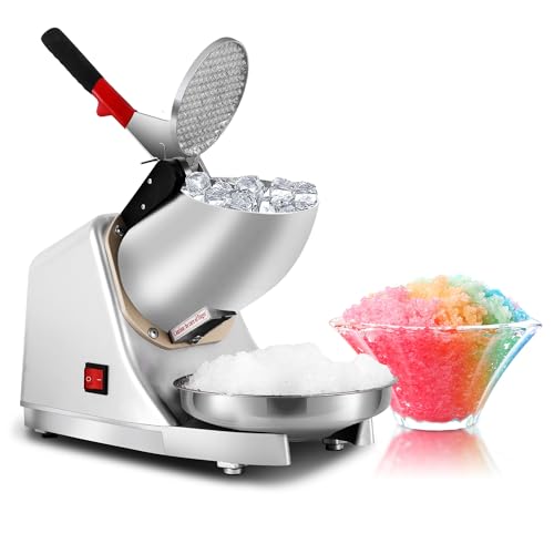 SUPER DEAL Upgraded 300W Electric Ice Shaver Ice Shaved Machine Ice Crusher Snow Cone Maker 145 lbs (Silver)