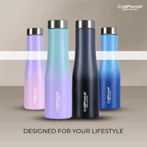Image of Caspian Aqua Customised Stainless Steel Water Bottle 1L, with Logo Print - Personalised Water Bottle with Your Name Print for Kids Boys Girls School Office Gym- Perfect for Corporate Gifting Bloom