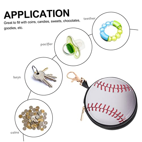 2pcs Mini Wallet Tinplate Change Purse with Baseball Pattern Small Coin Pouch for Keys Earphone Storage Lightweight Compact for Travel Shopping School4