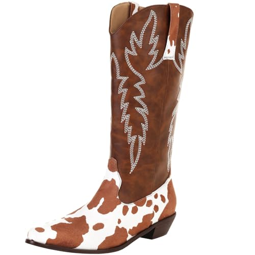 XINXINIO Botas occidentales casuales para mujer con diseño elegante para citas, marrón, 45 EU