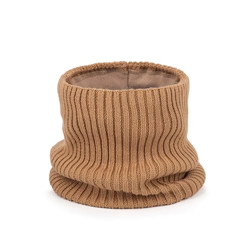 molti Kinder Winter Loop Schal mit Fleecefutter – gestrickter Schlauchschal & Halswärmer | warm, weich & hautfreundlich | Farben: Beige, Grau, Schwarz, Rosa | Unisex Jungen & Mädchen (Braun)