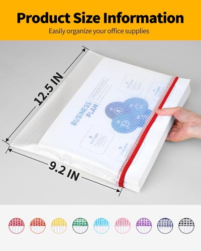 sunee plastic mesh zipper pouch 92x125 in 6 colors 18 packsextra large water-resistant zip bag for school office supplies puzzles amp games organizing storage