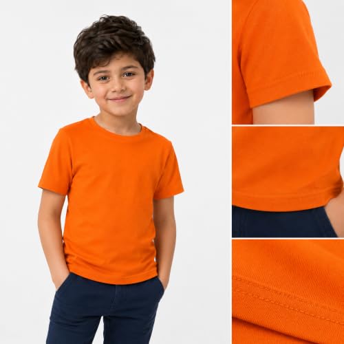 Image of Kids Round Neck Boys Tshirt | Short Sleeves | Natural Organic 100% Cotton Soft Comfortable Fabric | School Plain Color Original Branded Half Sleeve | T-Shirt for Boy Kid | Sleepwear Everyday Casual