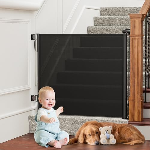 Image of PRObebi Retractable Baby & Dog Gate - Extra Wide (54" W x 34" H), Ideal for Stairs, Hallways, Doorways, Deck & Porch