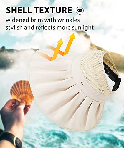 Beneunder Large Brim Foldable Sun Visor For Women Upf50+ Uv Protection (Beige) #TOP1