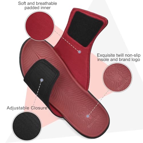Image of KuaiLu Mens Atheletic Slides Wide Adjustable Arch Support Sport Sandals | Soft Cushioned Open Toe Summer Slippers for Plantar Fasciitis Slip On House Shoes Indoor Outdoor