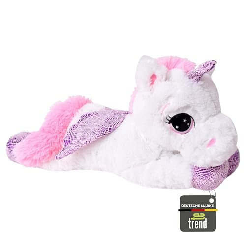 TE-Trend Einhorn-Kuscheltier 45cm - Plüschfigur für Magische und Fantasiefördernde Spielstunden - Stofftier Mit Glitzer Horn