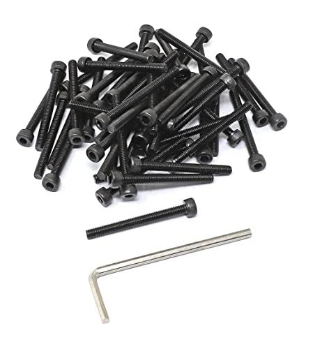 Image of iexcell 50 Pcs M4 x 40mm Thread Pitch 0.7 mm Alloy Steel 12.9 Grade Hex Socket Head Cap Screws Bolts Kit, Black Oxide Finish
