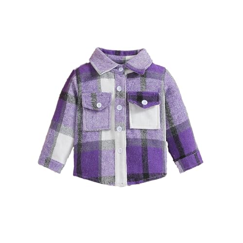 Toddler Kids Spring Shirt Jacket Plaid Long Sleeve Lapel Button Down Jacket Boys Girls Regular Fit Casual Coat