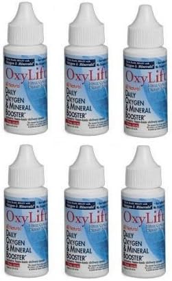 OxyLift® Sixpack, All Natural Daily Oxygen & Mineral Booster with Ionic Minerals, Enzymes, Amino Acids & Beneficial Subtle Energy Booster/ Supplement 6 bottle package.