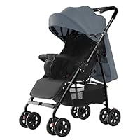 Baby Stroller Travel Buggy Lightweight Foldable & Compact Strollers for Toddlers Up to 4 Years 30kg Max (Black Frame & Grey Canopy)