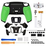 eXtremeRate Real Metal Buttons RMB RISE4 V3 Remap Kit for PS5 Controller BDM-030 040 050, Redesigned Green Rubberized Grip Black Bottom Shell Upgrade Board 4 Back Paddles Attachment for PS5 Controller - Image 3