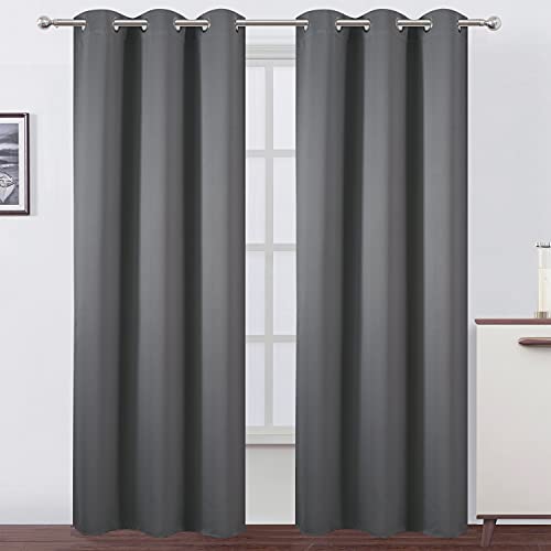 Image of LEMOMO Grey Thermal Blackout Curtains /42 x 84 Inch /Set of 2 Panels Room Darkening Curtains for Bedroom