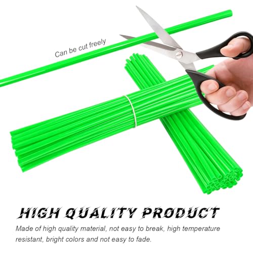 Image of 72PCS Dirt Bike Spoke Covers, Motorcycle Spoke Skins Wheel Wraps Pipe for 8 inch-21 inch Rims, Dustproof Wheelchair Rim Decoration Protector Pipe Trim for Bicycle Dirt Pit Bike (Green)