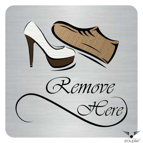 Image of REMOVE YOUR SHOES Sign, 6x6 Inch, Durable Steel, Self-Adhesive