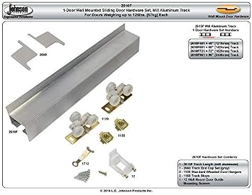 Johnson Hardware 2610F721 1-Door Hardware Set Wall Mount Barn Door Type Sliding Door 72