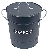 Metal Kitchen Compost Bin Black -Composting Bin for Food Waste Recycling With Plastic Inner Indoor and Outdoor Use