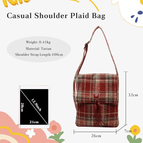 Tartan Shoulder Bag for Women - Tweed Handbag Vintage Crossbody Top Handle With Adjustable Strap3