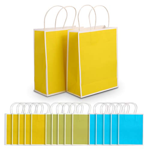 15 Stuks Cadeauzakje met Handgreep,Kraftpapier,Draagbare Snoepgeschenktas,Grote Capaciteit,voor een Winkelfeest Gift Bag,Candy Favor Bag,Shopping Wedding Party 27.5x22x10cm(3 kleuren)