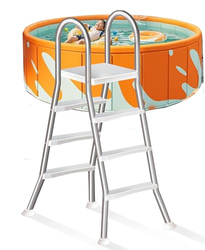 Escalera piscina 43 pulgadas acero inoxidable 4 peldaños miniatura 1