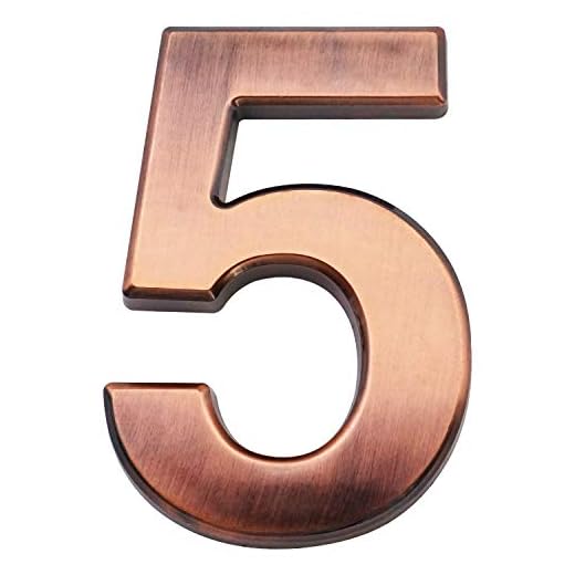 3.9 Inch House Numbers- ABS Engineering Plastics - 1 Pc Self-Adhesive Numbers for Apartment, Hotel, Door, Waterproof Brass Address Number 5
