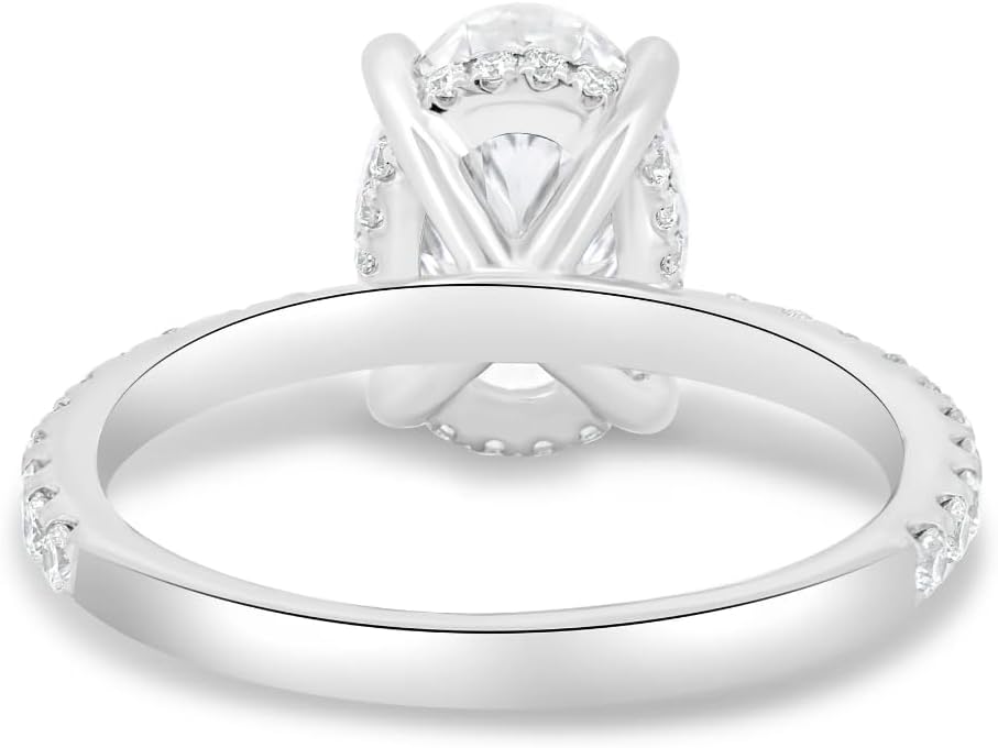 Handmade Paige 1CT-3CT Hidden Halo Oval Cut Moissanite Engagement Ring for Women Solitaire Wedding Anniversary Ring Promise Gifts 925 Silver, 10K/14K/18K Solid Gold