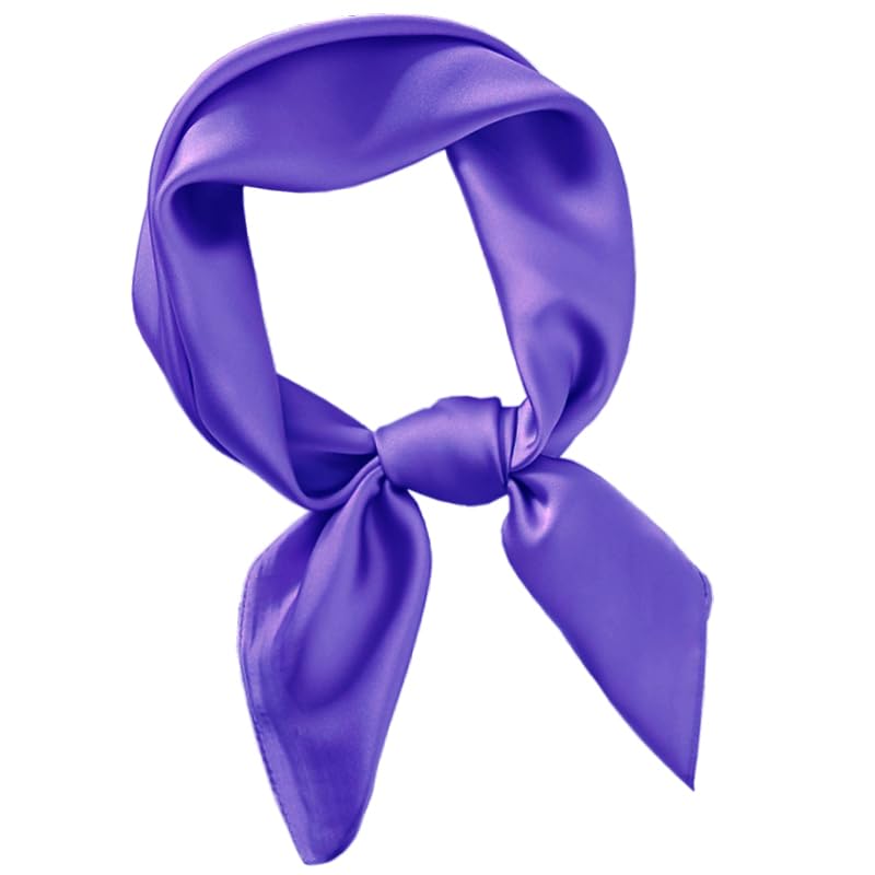 27.5” Solid Color Square Neck Head Scarf Satin Hair Bandanas Sleeping Handbags Scarf for Women Girls Ladies