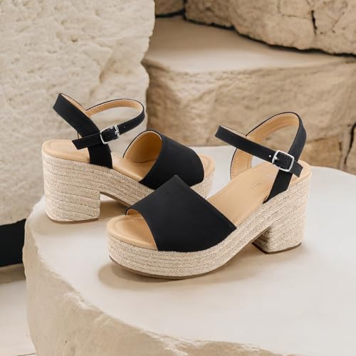 BCTEX COLL Espadrille Wedge Sandals Platform Casual Dressy Open Toe Ankle Strap Sandals for Women4