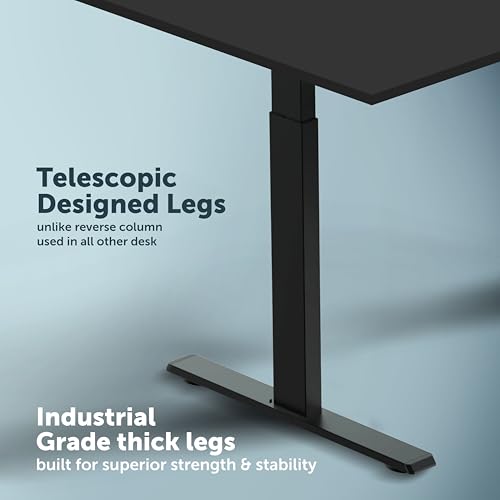 Image of JIN OFFICE Zenith Electric Height Adjustable Desk| Standing Desk with 100 Kg Wt. Capacity & 3 Year Warranty| Sit Stand Table with 3 Memory Preset| Ergonomic Table| Black & Black|1200X750mm /25MM Thick