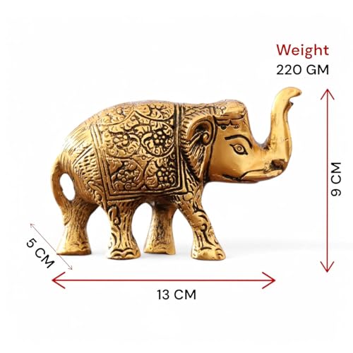 Image of KridayKraft Metal Elephant Small Size Gold Polish for Showpiece Enhance Your Home Decorative Showpiece - 9 cm (Aluminium, Gold)
