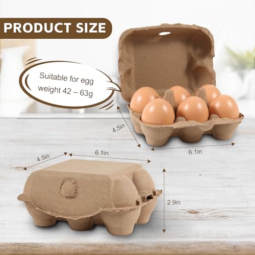Image of DecarDamai 40 Pack Half Dozen Egg Cartons Bulk 6 Count, Empty Natural Paper Pulp Egg Cartons Reusable, Strong Sturdy Design Made from Natural Cardboard.