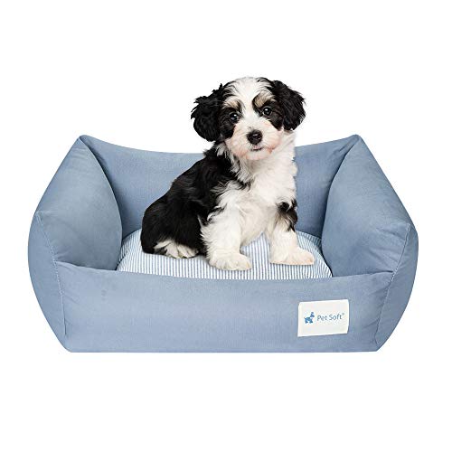 Pet Soft Small Dog Bed  Rectangle Grey Cotton Dog Bed for Small Dogs, Winter Warm Puppy Beds with Removable Washable Cover(Grey, Small)