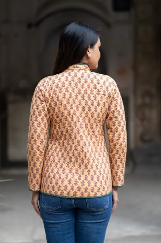 Image of Reversible Jacket for Women | Double Sided Quilted Jacket | Reversible Winter Jacket for Women | Stylish Ethnic Printed Jacket | Warm & Comfortable Casual Outerwear