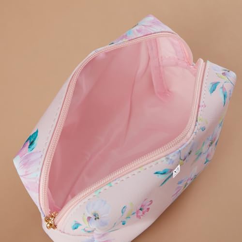 Image of NFI essentials Pack of 2 Makeup Pouch Floral Print Cosmetic Pouch Vanity Case Jewellery Pouch Stationery Pencil Case Travel Organiser Travel Pouch