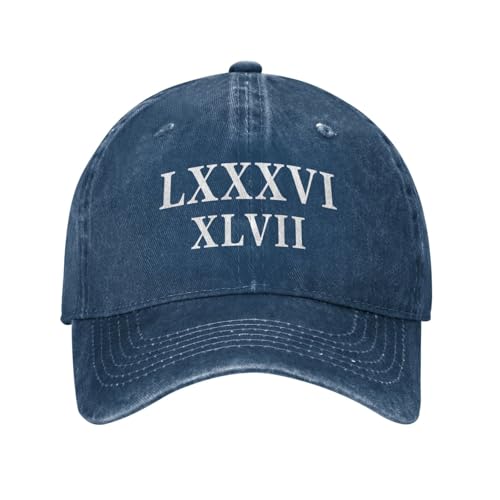 86 47 Roman Numerals Lxxxvi XLVII 8647 Hat Washed Denim Unisex Fashion Trucker Baseball Cap