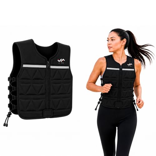 Image of JFIT Slim Adjustable Weighted Vest, 2.5-8 lb, Low Profile Design | Delta Flex tiles, 13 even-weight pockets, side-lacing fit, reflective strip, walking & running weighted vest