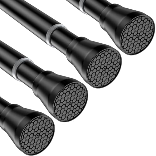 Image of 4Pack Tension Rods for Windows 28 to 48 Inch Black Curtain Rods no Drilling Tension Rod Curtain Rod Adjustable Tension Curtain Rods Expandable Pressure Spring Tension rods for Closet