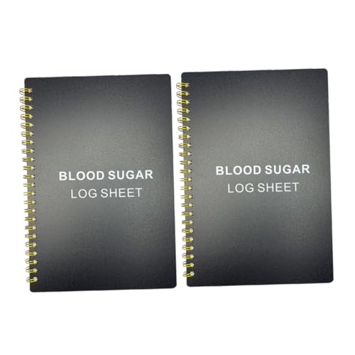 Abaodam 2個 血糖測定記録ノート 冊 リング製 ページ 用 血糖値 血圧の正確な追跡に 携帯便利で日々の医療記録に
