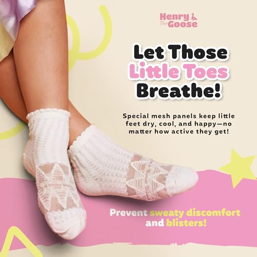 5 Pairs Ruffle Socks for Toddler Girls – Breathable Cotton Mesh, Frilly & Giftable Baby Dress Socks (2-4T)3